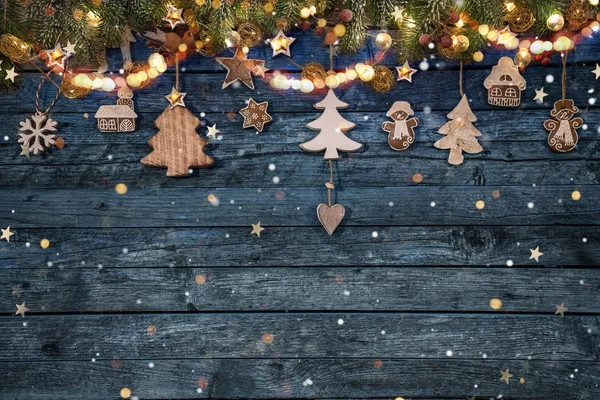 Décoration de Noël sur fond en bois — Photo