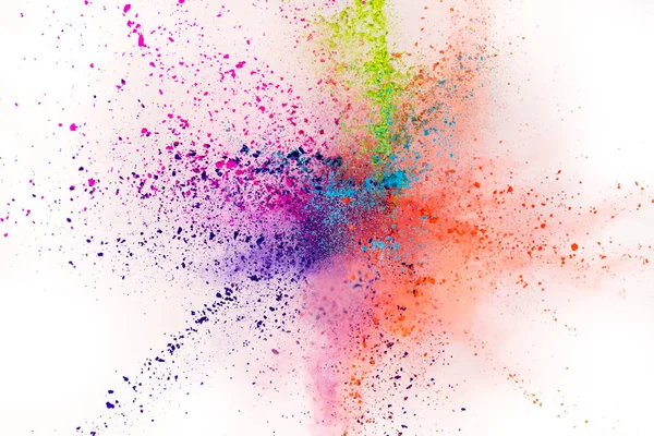 Colored powder explosion on white background. — Stock Photo, Image