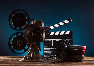 Eski stil film projektör, yakın çekim.