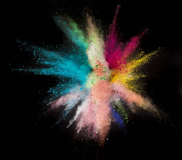 Colored powder explosion on black background. — Stock Photo, Image