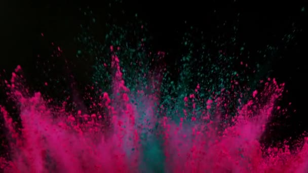 Colorful Powder Exploding Black Background Super Slow Motion Shot Phantom — Stock Video