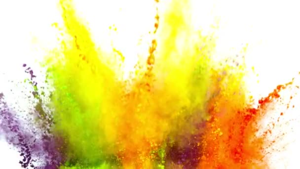 Polvere colorata che esplode su sfondo bianco in super slow motion . — Video Stock