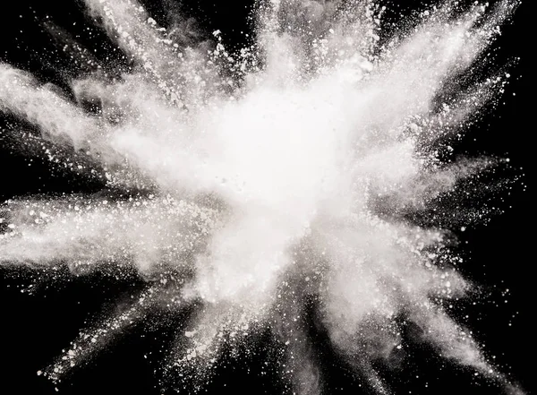 White powder explosion on black background. — Stock Photo, Image