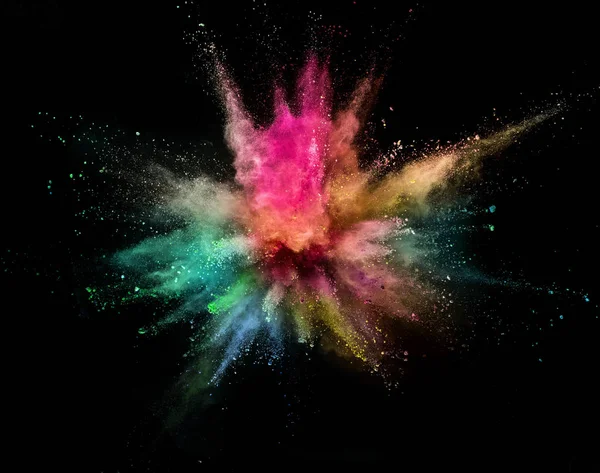 Colored powder explosion on black background. — Stock Photo, Image