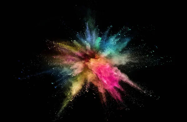 Colored powder explosion on black background. — Stock Photo, Image