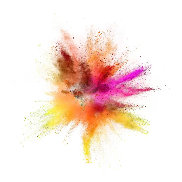 Colored powder explosion on white background. — Stock Photo, Image