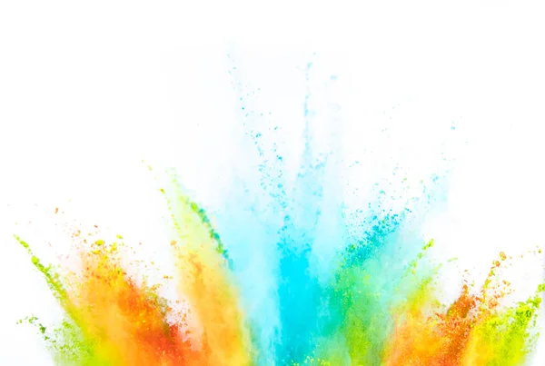 Colored powder explosion on white background. — Stock Photo, Image