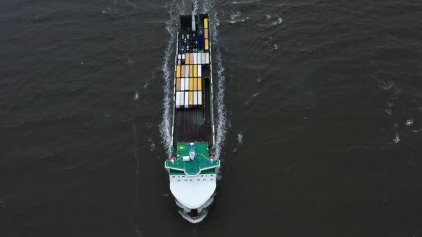 Πλοίο εμπορευματοκιβωτίων σε εξαγωγή και εισαγωγή. Διεθνείς εμπορευματικές μεταφορές. — Αρχείο Βίντεο