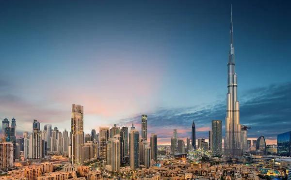 Menakjubkan pemandangan panorama pada langit futuristik Dubai, Dubai, Uni Emirat Arab — Stok Foto
