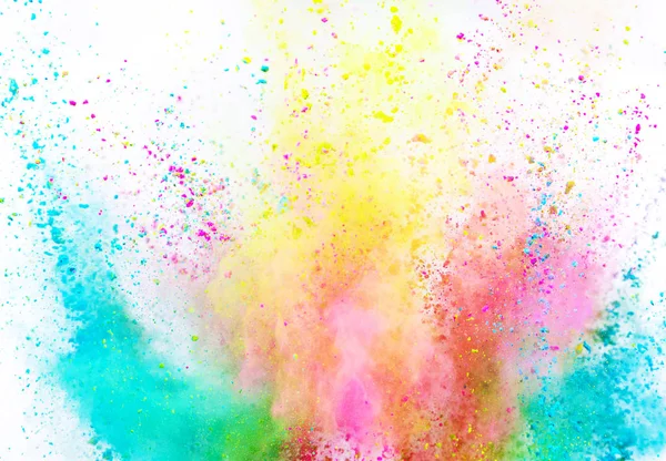 Esplosione di polvere colorata su sfondo bianco . — Foto Stock