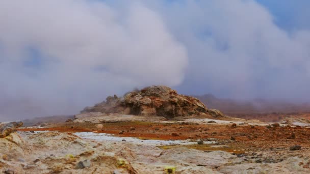 Fontes termais de enxofre, norte da Islândia, Europa . — Vídeo de Stock