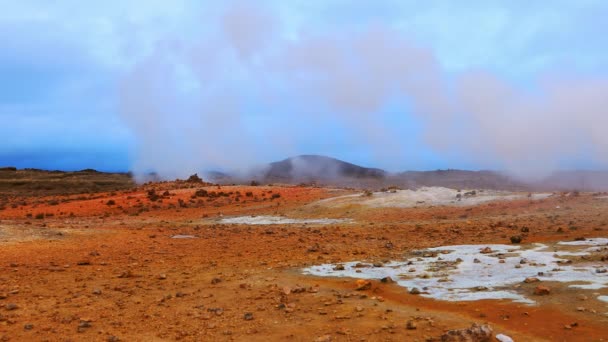 Svavel Hot Springs, norra Island, Europa. — Stockvideo