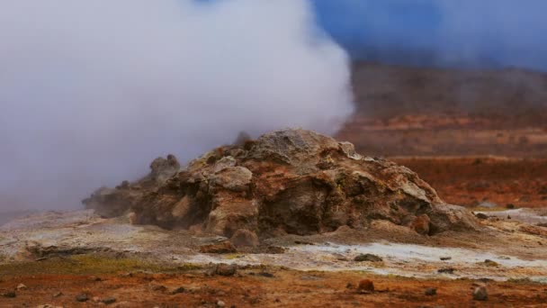 Svavel Hot Springs, norra Island, Europa. — Stockvideo