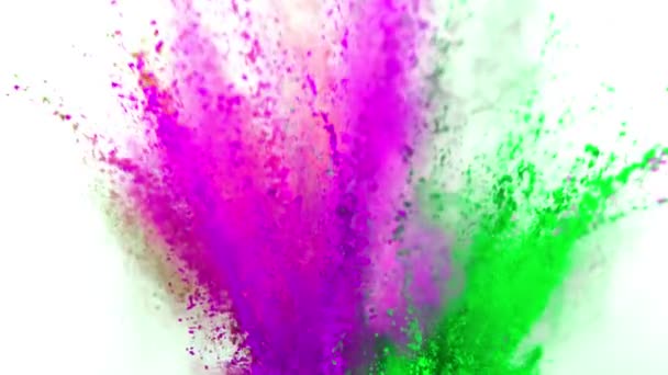 Colorful powder exploding on white background in super slow motion. — Stock Video