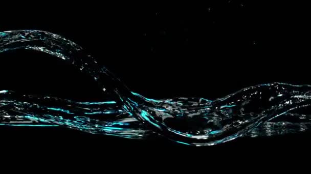 Water spatten op zwarte achtergrond, super slow motion. Gefilmd op hoge snelheid bioscoop camera. — Stockvideo