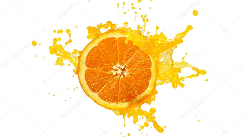 Fresh Orange Slice with Splashing Juice