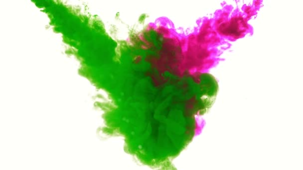 Abstract colorful liquid ink pouring, super slow motion — Stock Video