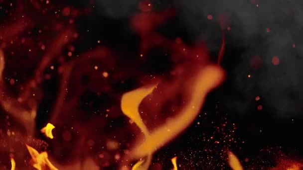 Огненное пламя с блестками, стрельба на высокой скорости камеры на 1000 кадров в секунду, — стоковое видео