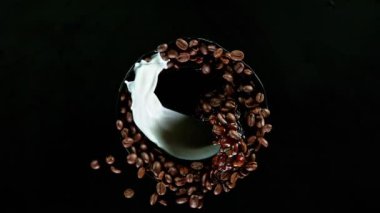 Kahve malzemeleri patladı, süper yavaş çekim.