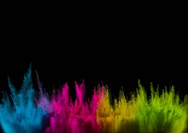 Colored powder explosion on black background. — Stock Photo, Image