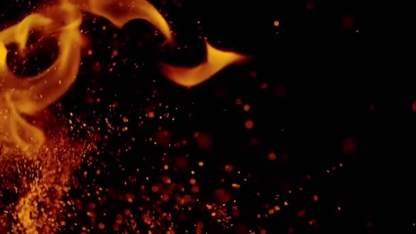 Fire flames with sparkles, shooting on high speed camera at 1000fps, — Stock Video