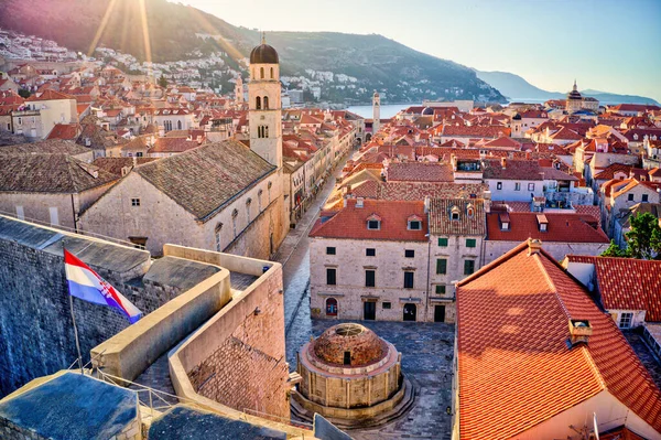 Letecké focení starého města Dubrovník — Stock fotografie