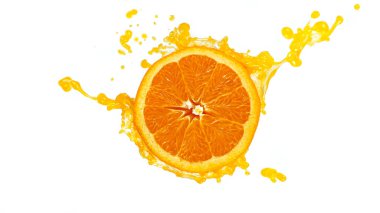 Fresh Orange Slice with Splashing Juice clipart