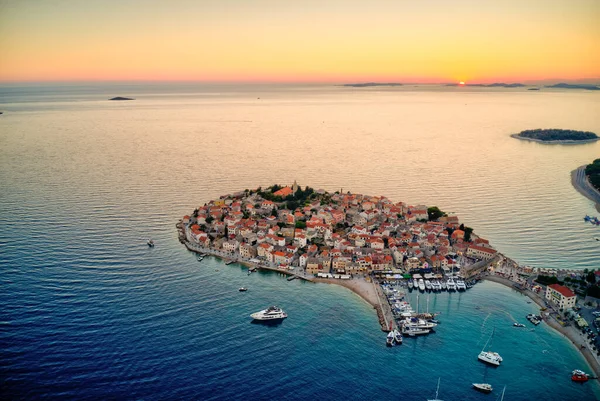 Aerial view of old Primosten town, Croatia — Stock Photo, Image