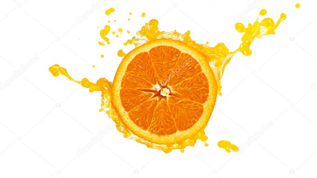 Fresh Orange Slice with Splashing Juice