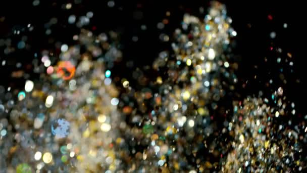 Luces abstractas de oro brillante arte fondo 4k, super cámara lenta — Vídeos de Stock