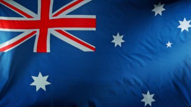 Avustralya Bayrak Dalgası 'na yaklaş. Avustralya Bayrağı Rüzgarda Kanat çırpıyor.