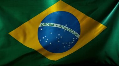 Brasil Bayrak Dalgası 'na yakın durun. Brezilya Bayrağı Rüzgarda Kanat çırpıyor.