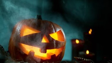 Fenerli Korkunç Cadılar Bayramı Balkabağı Jack O Fenerleri.