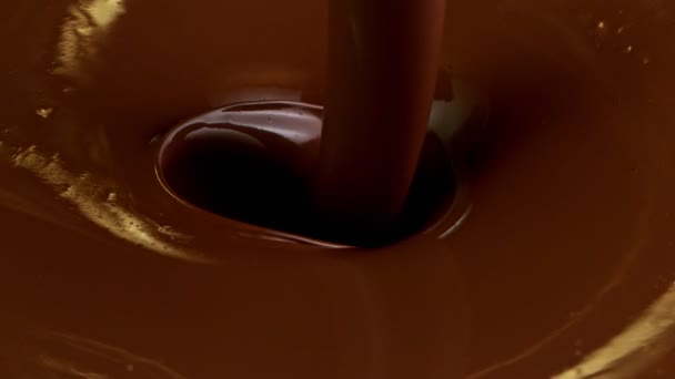 Super slow motion of molten chocolate. — Stock Video