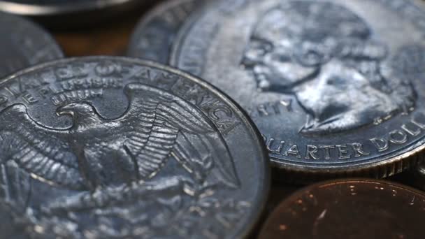 Haufen Amerikanischer Münzen Geld Konto Finanzieren Bank Geschäftskonzept — Stockvideo