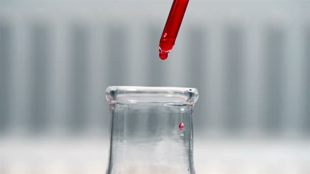 Test Tube Pipette Red Sample Medical Research Concept — Stock Video