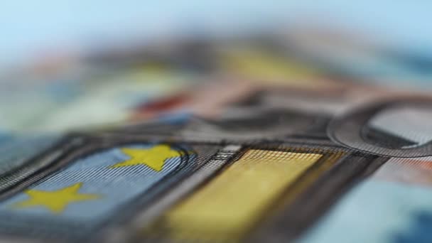 Billetes Euros Cincuenta Euros Efectivo Concepto Financiero Extremo Primer Plano — Vídeos de Stock