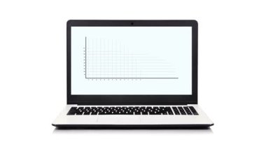 Ekranda yükselen bir iş grafiğine sahip dizüstü bilgisayar, mali büyüme, başarı, yatırım, kâr, ticaret, ekonomi, strateji ve iş geliştirme kavramını sembolize ediyor