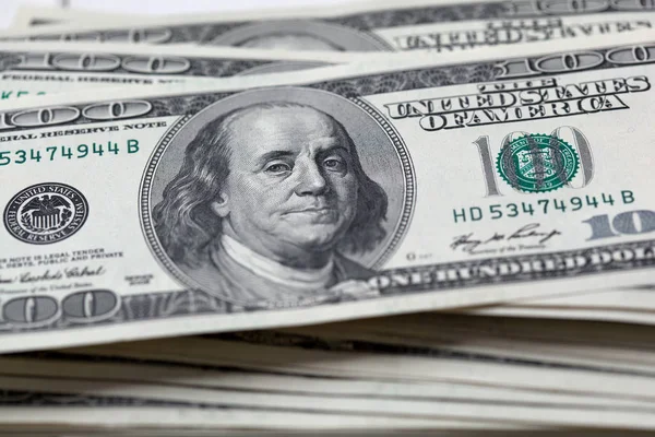 Amerikaanse Dollar Veel 100 Dollarbiljetten Close — Stockfoto