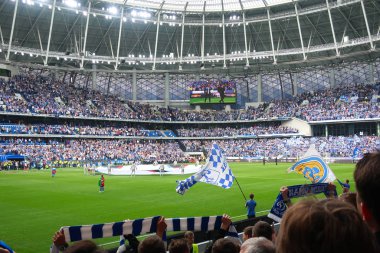 Moskova, Rusya - 26 Mayıs 2019: Vtb arena. Moskova'daki Dinamo Stadyumu'nun açılış maçı. Dinamo Moskova rakip Arsenal Tula