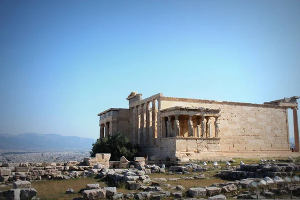 Chrám Erechtheum Při Západu Slunce Akropolis Atény Řecko — Stock fotografie