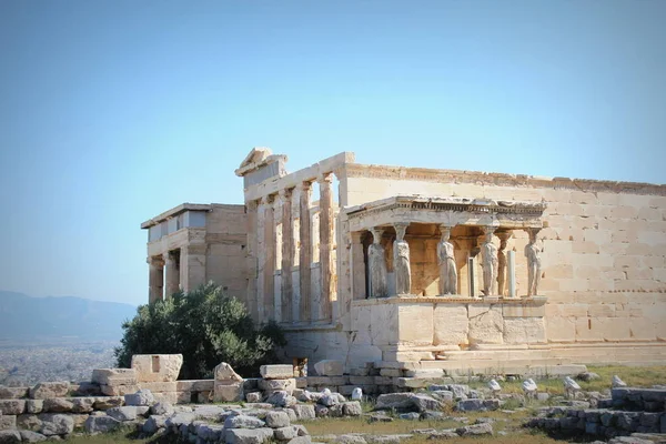Templo Erechtheum Por Sol Acropolis Atenas Greece — Fotografia de Stock