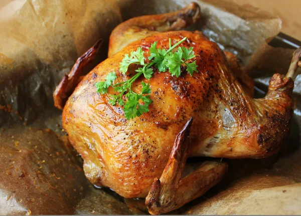 Pieczonego Kurczaka Patelni Gotowania — Zdjęcie stockowe