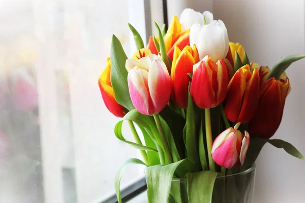 Bouquet of beautiful tulips, Valentines , International Womens , Mothers day — Stock Photo, Image