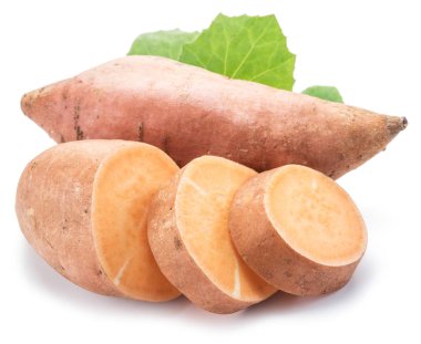 Tatlı patates. Beyaz bir arka plan üzerinde izole.