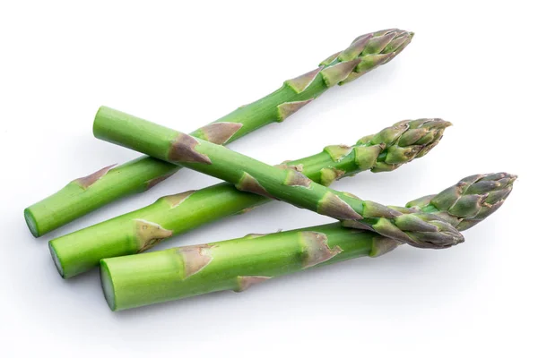 Groene Verse Asperges Spruiten Geïsoleerd Witte Achtergrond — Stockfoto