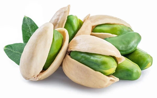 Green Pistachio Nuts Pistachio Shell White Background — Stock Photo, Image