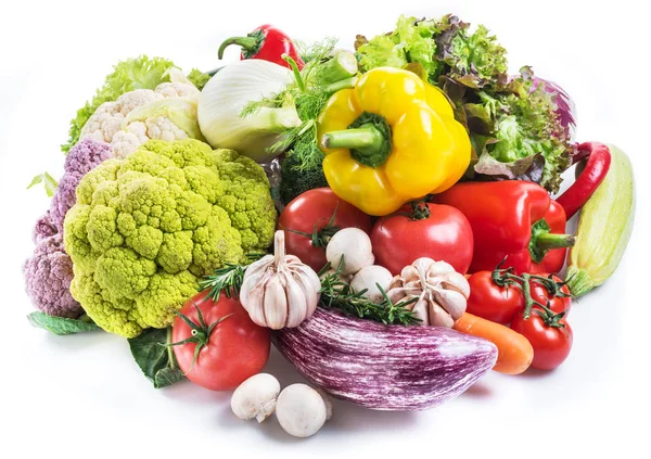 Grupo Verduras Colores Sobre Fondo Blanco Primer Plano — Foto de Stock