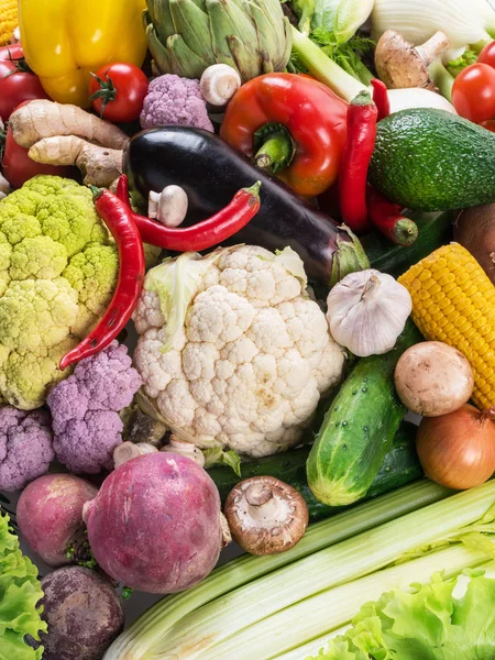 Different organic vegetables. Multicolored food background.