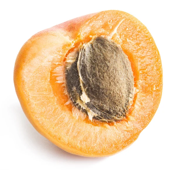 Ripe Apricot Cross Section Apricot Seed Clipping Paths — Stock Photo, Image
